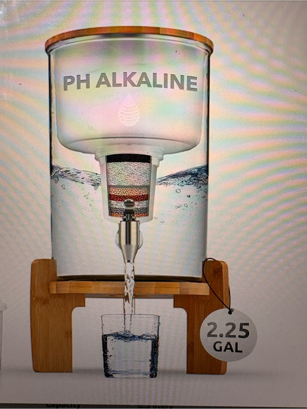 2.25 Gal Water Dispenser with Bamboo Stand - Clear